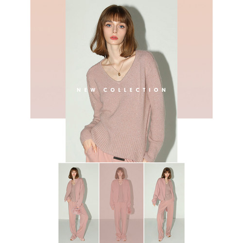 COCOBELLA[璀璨星河]细闪亮片上衣女软糯毛衣V领针织衫MZ3109 - 图2