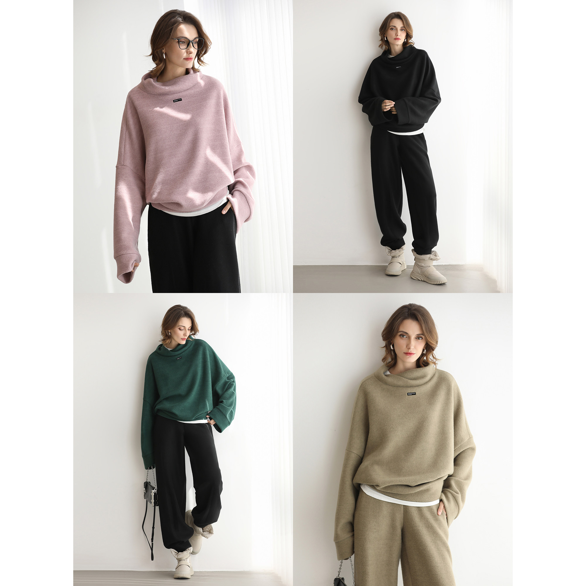 COCOBELLA休闲宽松高领卫衣女毛衣保暖慵懒针织衫MZ3306-4,淘宝优惠券,粉丝福利购,淘宝优惠卷