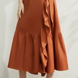 Amii Минималистичное платье, длинная черная длинная юбка, французский стиль, V-образный вырез, А-силуэт