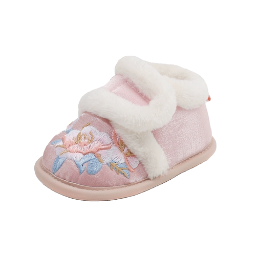 汉服鞋子女童冬宝宝手工棉鞋新中式婴儿周岁鞋子女宝宝国风新年鞋 - 图3