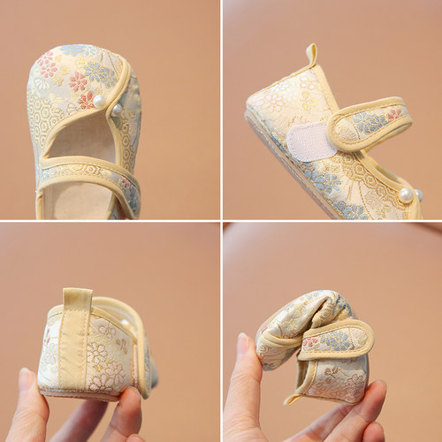 汉服鞋子女童布鞋新中式国风宝宝周岁鞋子女宝宝公主鞋礼服鞋古风 - 图2