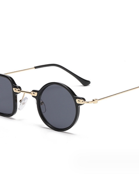 不对称网红方圆镜框墨镜女