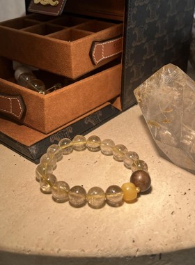 许妍同款天然招财金发晶手串新中式轻奢沉香水晶手链女生高级感