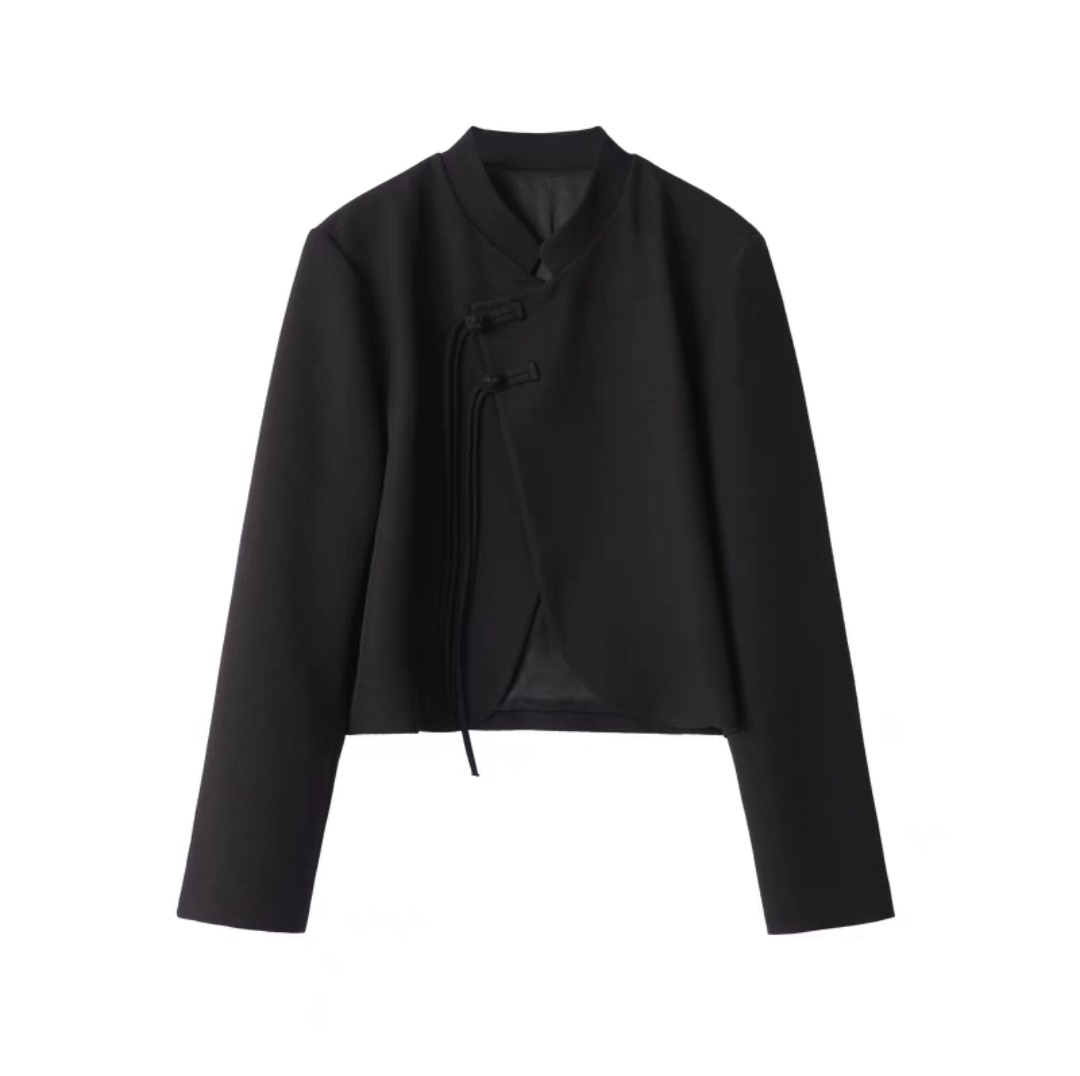 2024秋冬回馈新老客户当下正流行手工盘扣流苏穗新中式立领短外套 - 图1