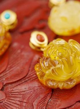 和合大仙人特价包邮南红天然蜜蜡