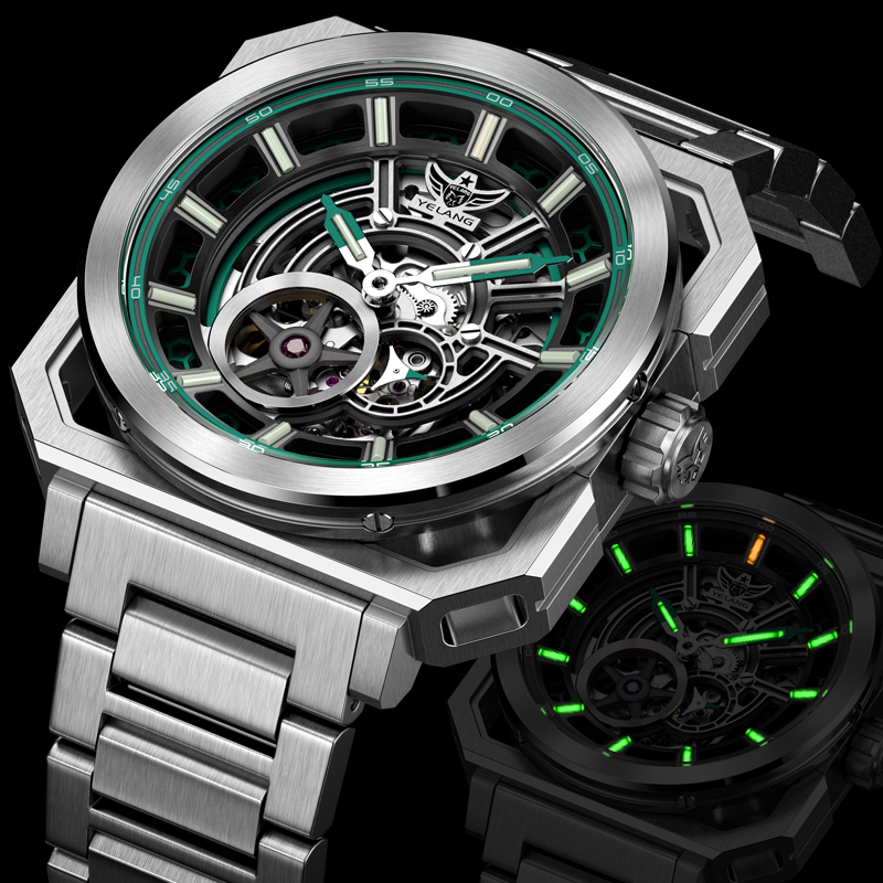 氚气手表男款镂空全自动机械手表防水正品牌机械表男士手表V1216 - 图1