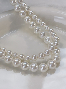 925纯银蝴蝶结澳白珍珠项链女