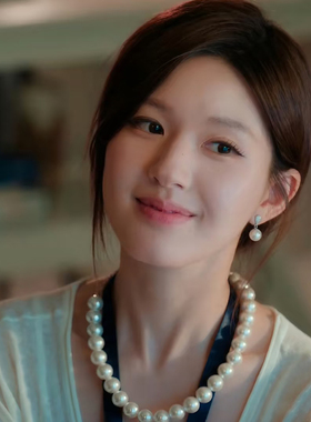 许妍同款925银澳白珍珠项链女