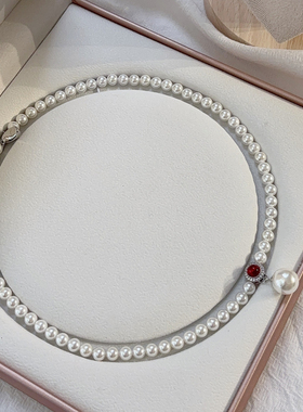 2025爆款红玉髓澳白珍珠项链女