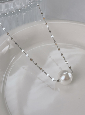 S925银正圆强光路路通珍珠项链女