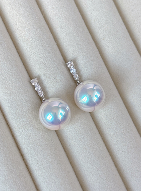 925银AKOYA粉光三钻王妃珍珠项链