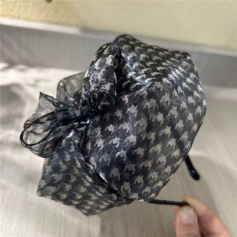 2024新款网纱欧根纱发箍遮白发复古时尚百搭气质半帽 - 图2