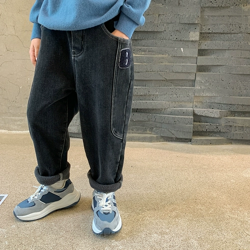 Летняя одежда, демисезонные джинсы, детские зимние утепленные штаны для мальчиков, коллекция 2023