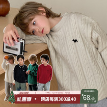 Zhen Pinduan Boy Clothing Boy Sweater Childrens Knitted Sweatshirt 2023 New Autumn And Winter Money Boy Winter Hit Bottom Middle School Boy