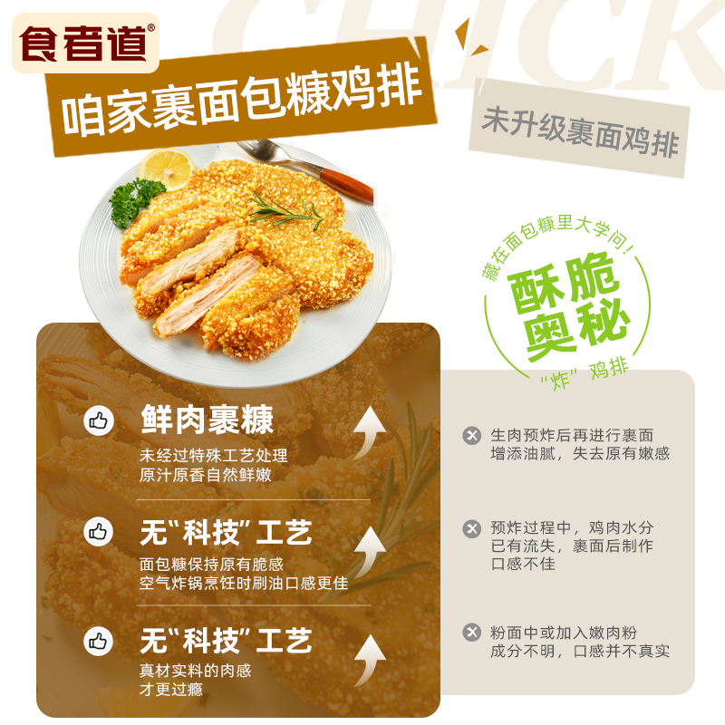 【升级加量】食者道炸鸡排130g*10袋