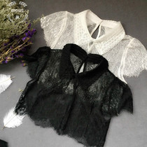 Spring Summer Foreign Lace Hood Dress Sexy 100 lapped with sunscreen Decorative Fake Collar Beating Bottom Fake Shirt Short Sleeve Woman