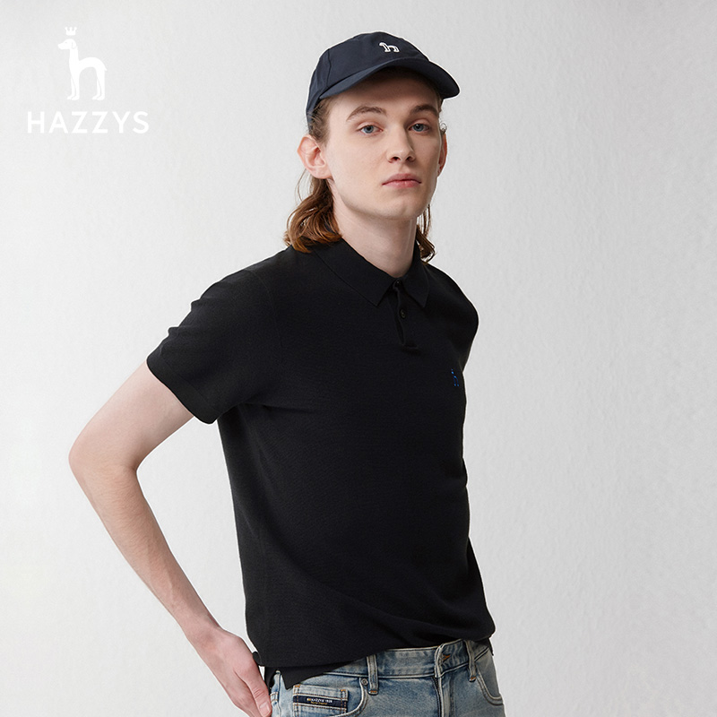 Hazzys哈吉斯男士休闲短袖针织衫春夏季上衣潮流通勤POLO衫T恤 - 图1