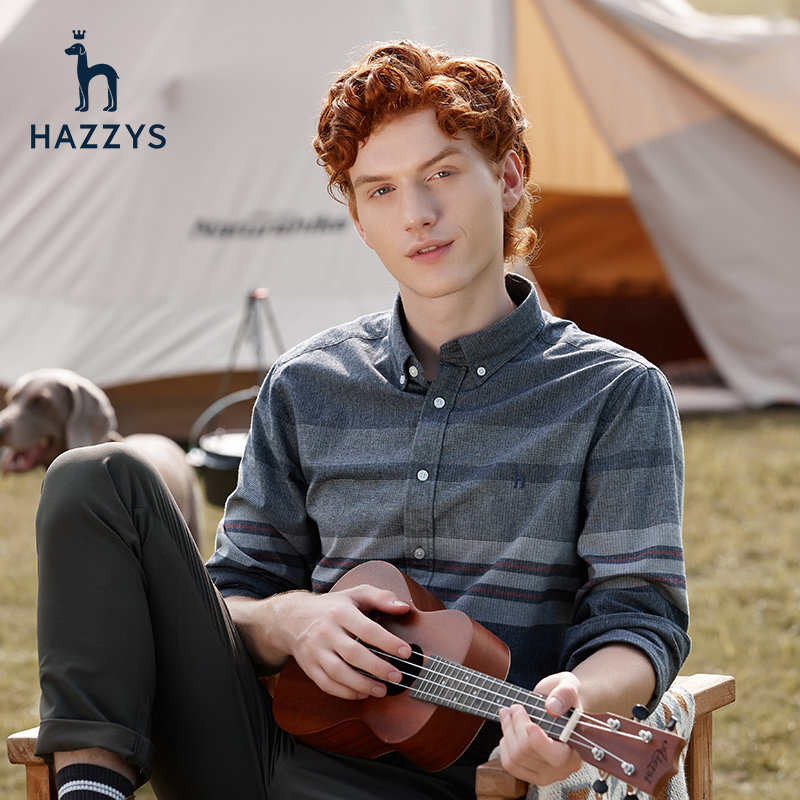 hazzys哈吉斯秋季新款男士长袖衬衫 hazzys衬衫