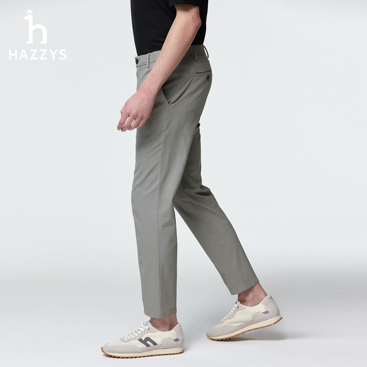 【春夏甄选】Hazzys哈吉斯英伦商务净色春款男装舒适潮流长裤下装,淘宝优惠券,粉丝福利购,淘宝优惠卷