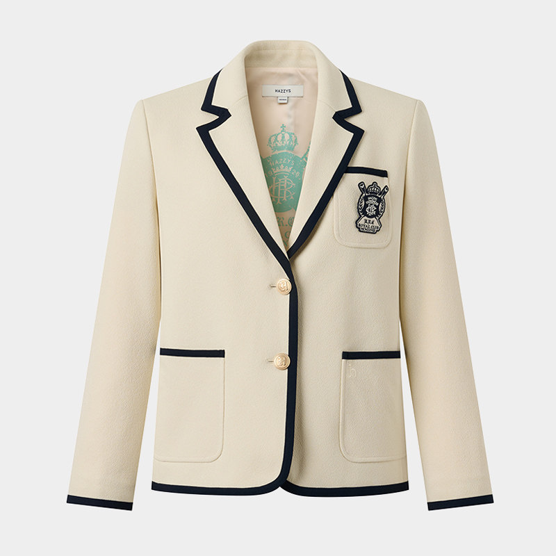 Hazzys哈吉斯九分袖单西女士英伦风简约潮流时尚通勤春夏西服外套,淘宝优惠券,粉丝福利购,淘宝优惠卷