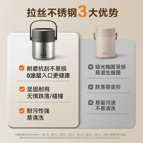 苏泊尔保温桶饭盒上班族2025新款不锈钢保温桶24小时超长保温提桶 - 图2