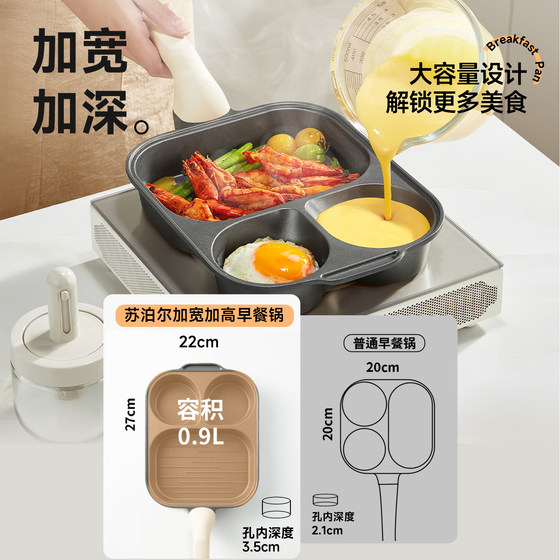 Supor omelette pot four-hole frying pan household breakfast pot meat and egg burger pot omelette special pot non-stick omelette artifact