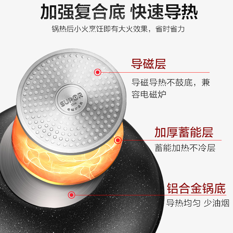 苏泊尔不粘锅家用官方旗舰店电磁炉 supor苏泊尔步鼎炒锅