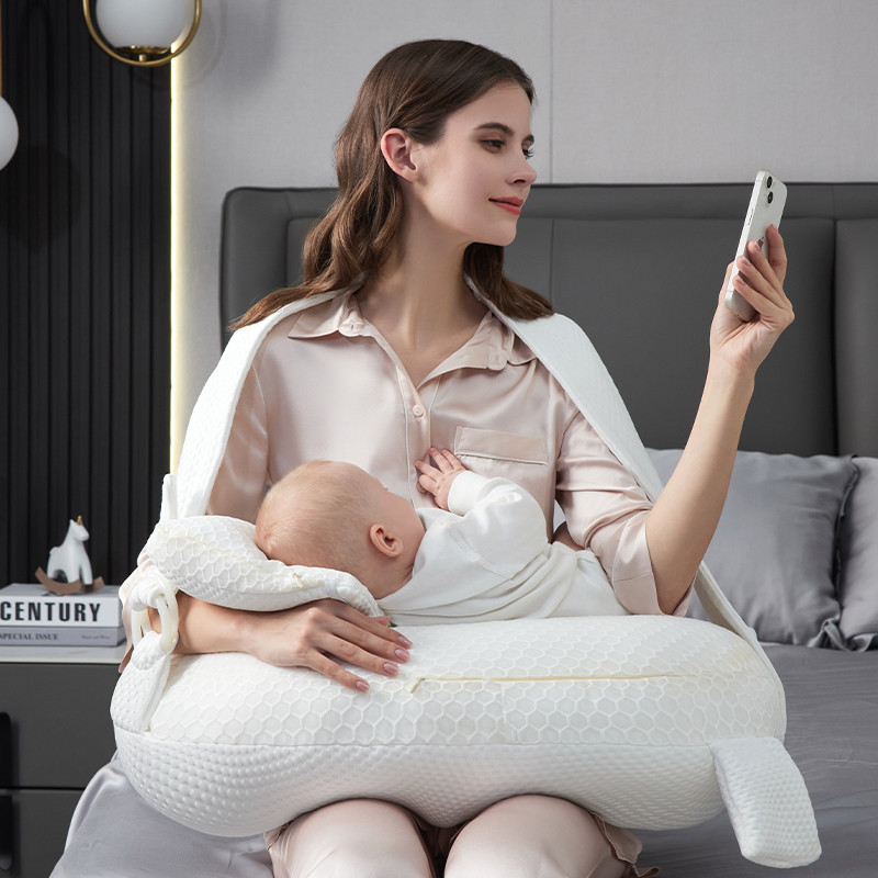 爱孕哺乳枕喂奶枕多功能横抱婴儿抱娃坐月子护腰枕头躺喂哺乳神器 - 图3