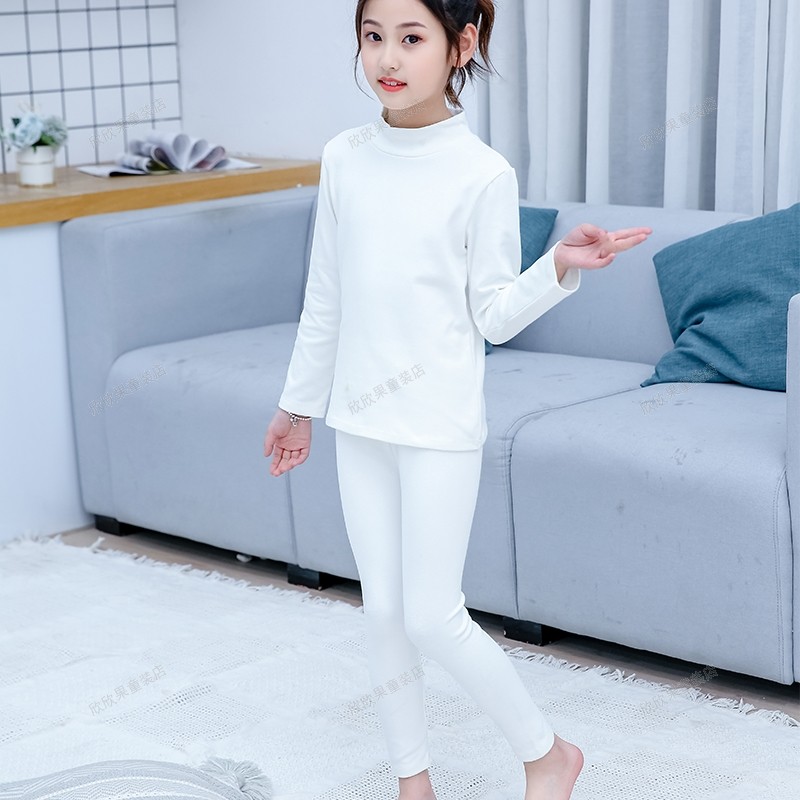 儿童白色秋衣秋裤黑色男童加绒保暖衣纯棉女童幼儿园表演打底套装,淘宝优惠券,粉丝福利购,淘宝优惠卷