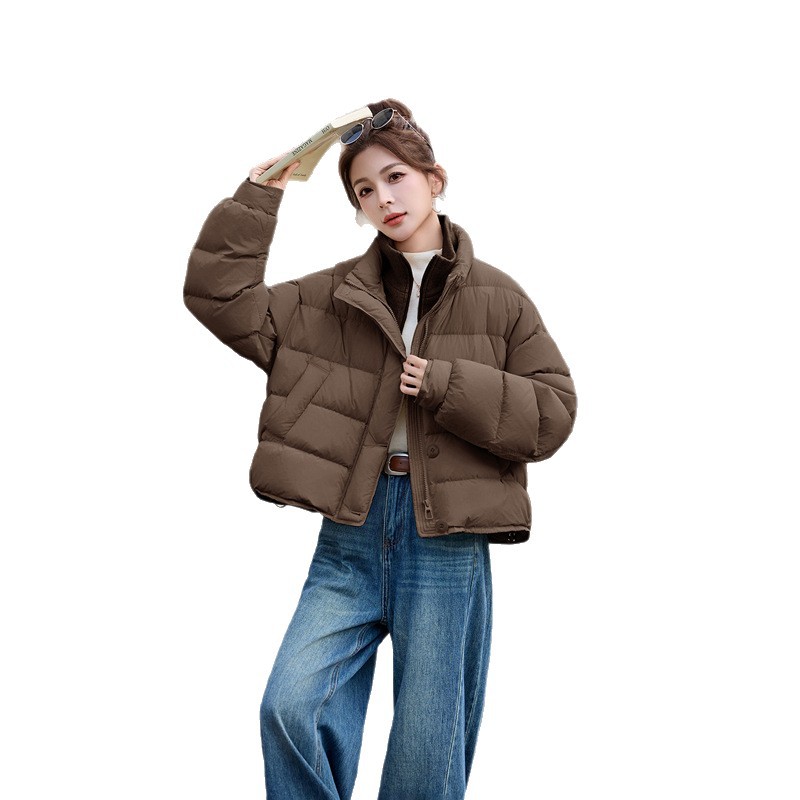 立领假两件90鸭绒羽绒服女2025冬季新款小个子面包服外套 WN1076 - 图3