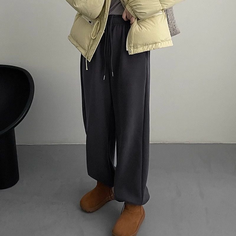 2025秋冬新款加绒抽绳卫裤显瘦保暖束口阔腿两穿运动裤女,淘宝优惠券,粉丝福利购,淘宝优惠卷