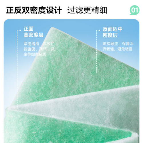 yee鱼缸过滤棉专用高密度净化过滤材料加厚绿白棉生化棉养鱼海绵 - 图0