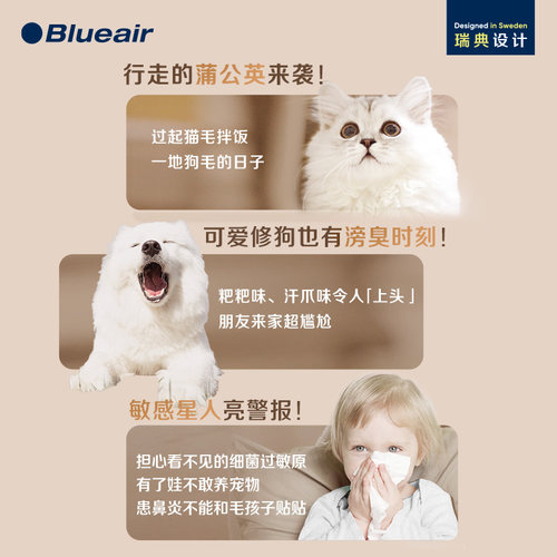 【政府补贴】Blueair宠物空气净化器家用吸猫毛浮毛除臭除敏5440i - 图1