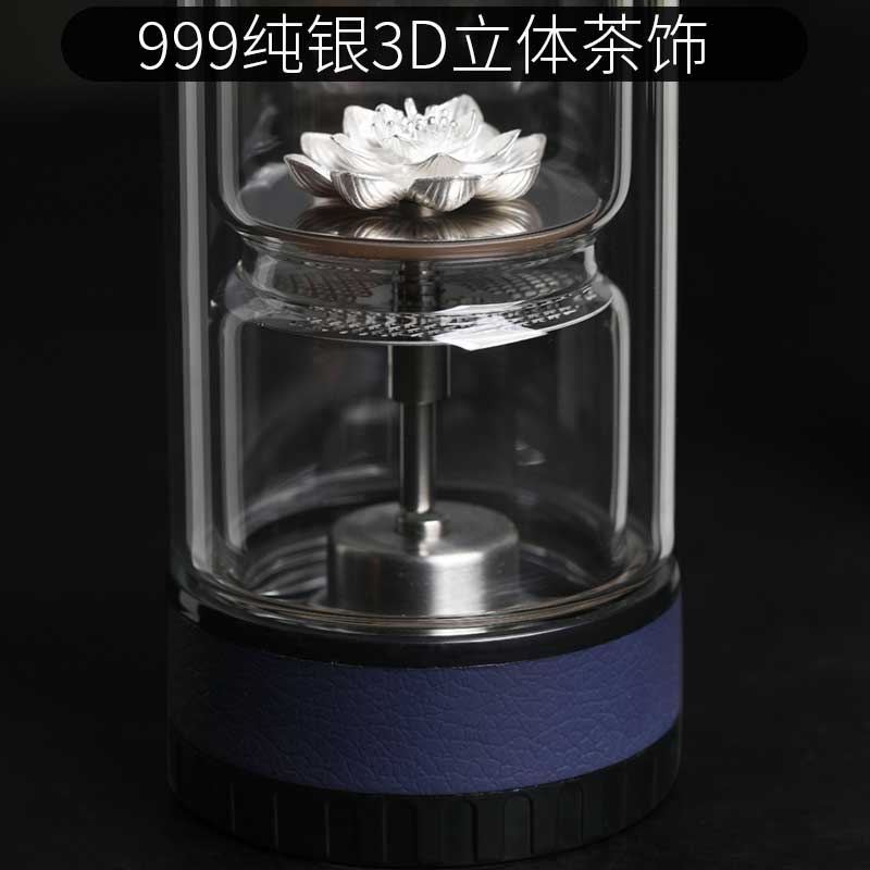 茶之恋99纯银茶水分离泡茶杯双层玻璃杯男女创意过滤杯子便携高档