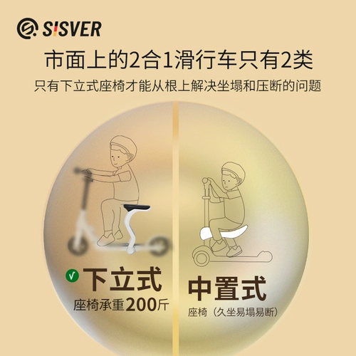 Детский самокат, беговел с сидением, 2 в 1, 3-6-14 лет, подходит для подростков