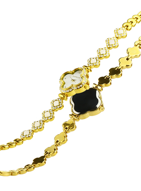 镶钻四叶草防水手链表新疆和田玉