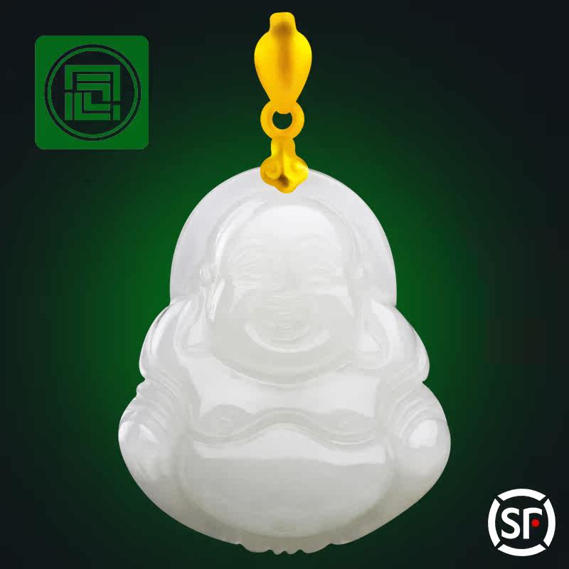 念玉珠宝金镶玉佛吊坠999项链坠 念玉珠宝颈饰