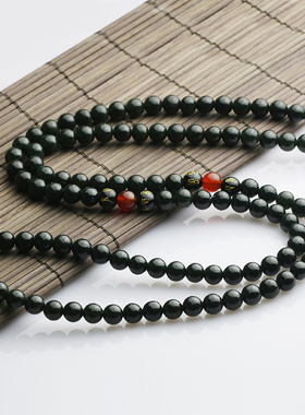 念玉天然和田玉项链珠佛珠青玉