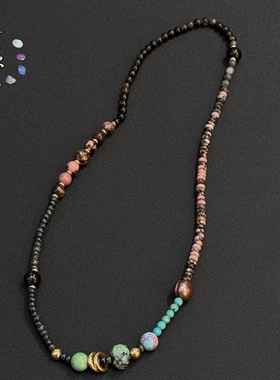 一安手作 原创手工天然石进口琉璃米珠三圈叠戴手链项链 个性手链