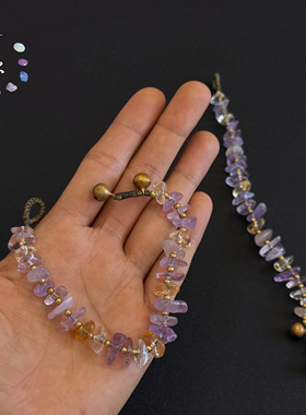 一安手作 原创手作手工编绳紫水晶黄水晶编绳手链 夏日清新手链