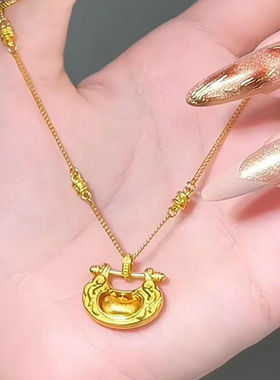越南沙金小蛮腰项链女久不掉色镀金祥云元宝锁包吊坠项链仿真饰品