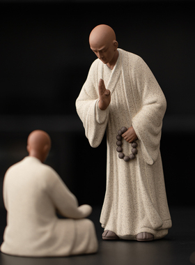 晨翔创意小和尚摆件禅意陶瓷人物
