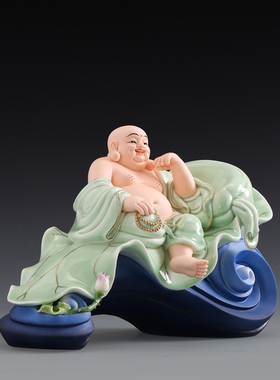 晨翔弥勒佛陶瓷摆件招财聚财笑佛