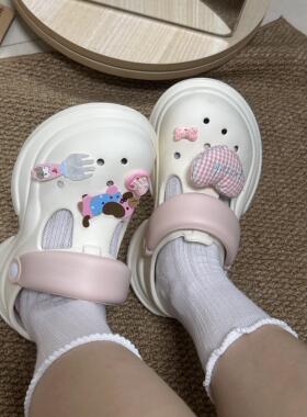 可爱软萌小狗少女心立体爱心洞洞鞋花2025新款骨头勺子百搭鞋花潮
