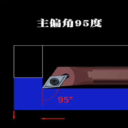 主偏角95度内孔镗刀弹簧钢S12MS16Q-SDXCR11数控车内孔尖刀杆镗孔 - 图2