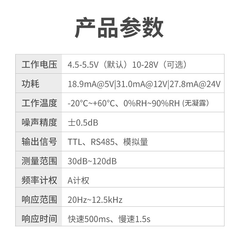 噪声传感器模块RS485工业级噪音分贝检测仪 uart声级计扬尘噪音计-图1