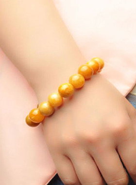 天然单圈手串老黄玉