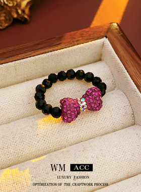 达令 粉色蝴蝶结戒指 轻奢高级感食指戒 设计感情侣指环 时尚达人