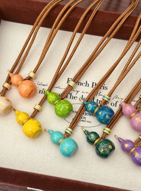 原创春夏新款彩色多巴胺滴油葫芦项链轻奢小众时尚高级感毛衣