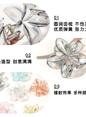 达令 鸡蛋花耳边发夹渐变色高端花朵抓夹 海边发饰侧边夹子头饰品